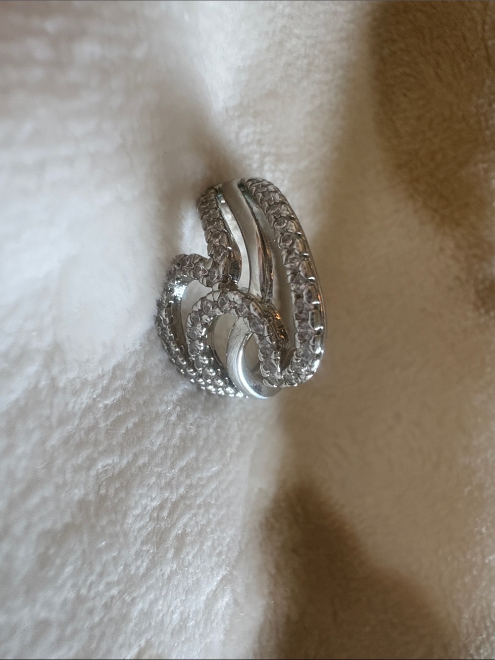 Silver Crystal Multi-Band Ring - Sparkling White Silver Statement